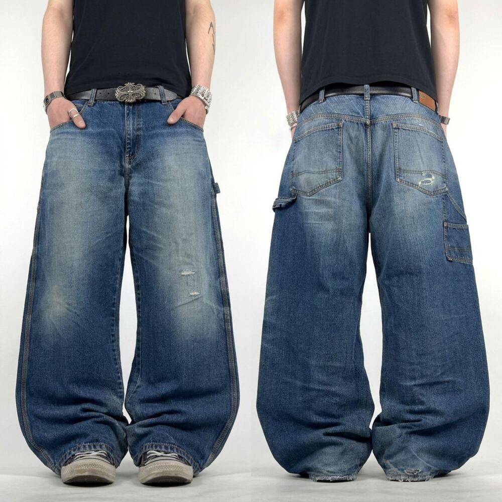 Vintage y2k ecko unltd rare embroidered grunge baggy faded archive jeans